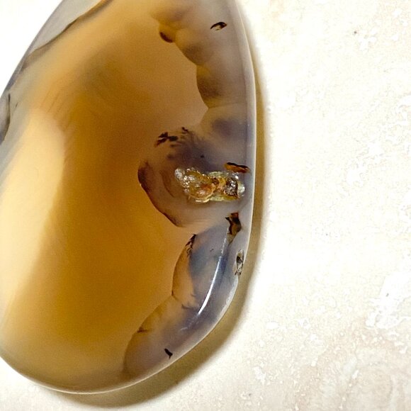 Natural Earthy Montana Moss Agate Pendant, Large Water-drop Genuine Gemstone - Picture 5 of 13